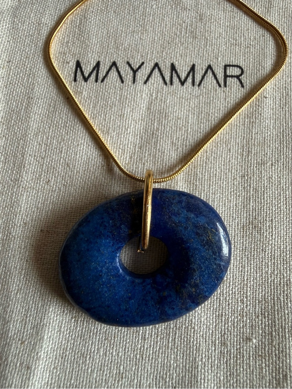 Mayamar Blue Lapis Necklace with Gold Snake Chain